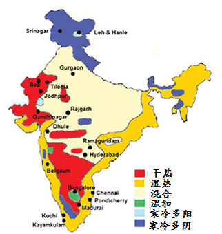 印度的气候分布及光伏电站选址设计分析