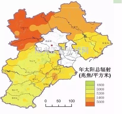 河北省太阳能资源分布图