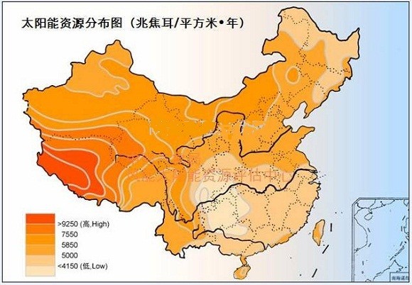 图1我国太阳能资源分布图