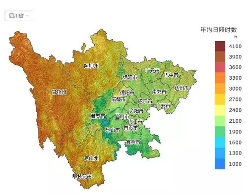 收藏四川省各市太阳能资源分布图