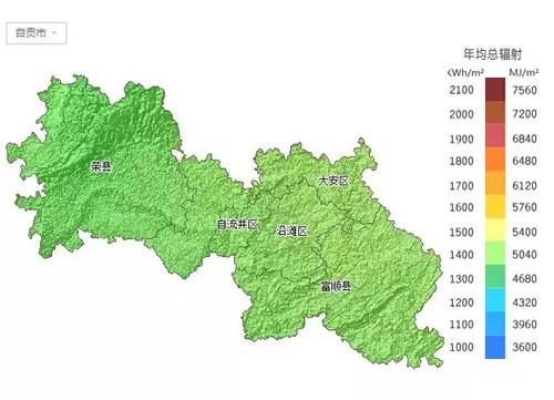 收藏四川省各市太阳能资源分布图