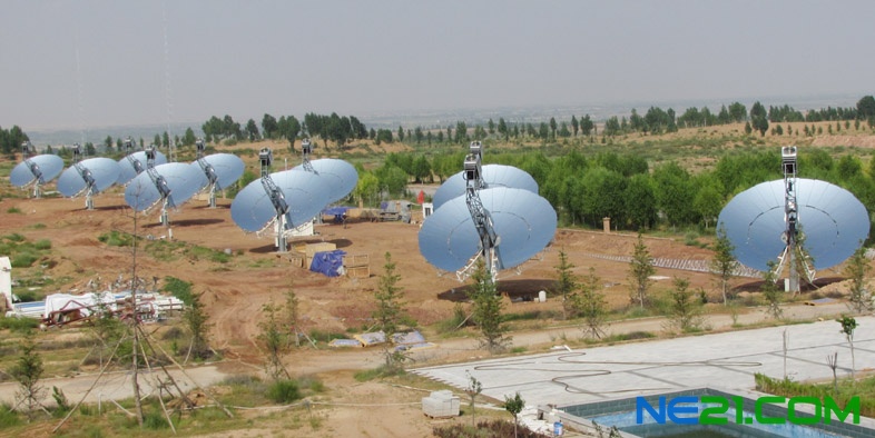 在中国内蒙古鄂尔多斯成功完成首座碟式斯特林太阳能发电站的建设